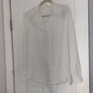 Elegant White Ruffle Blouse